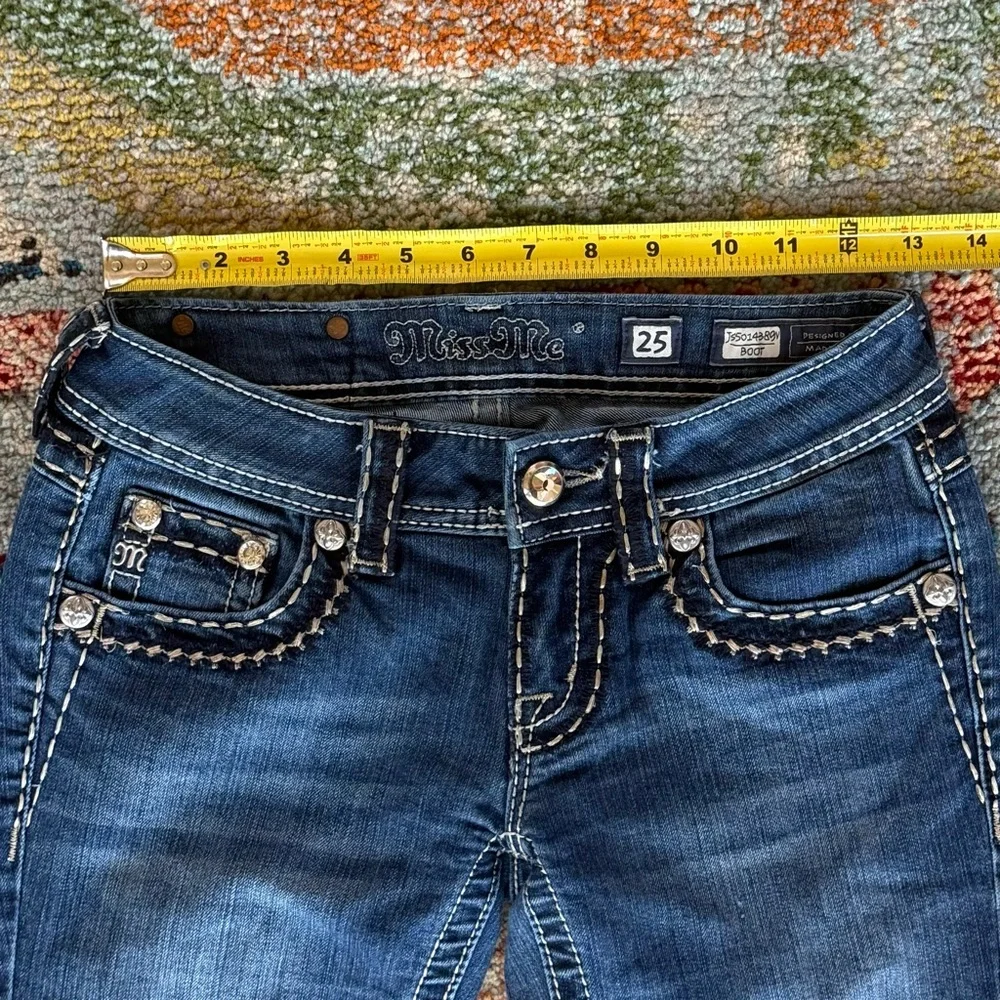 Miss Me Rhinestone Flap Pocket Embroidered Bootcut Jeans - Picture 9 of 12